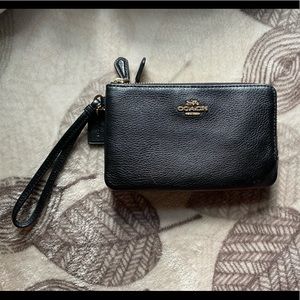 black and gold coach wristlet